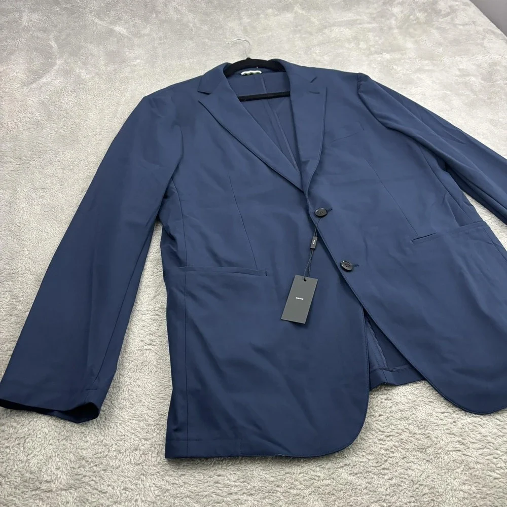 NWT Sene‎ Blazer Jacket Mens 46 Blue FlexTech Single Breasted Business Formal